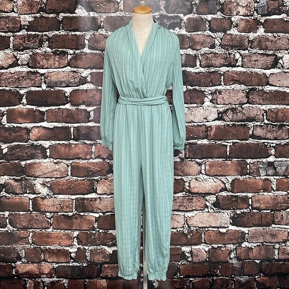 Hyfve Jumpsuit Women's Large Green Long Sleeve V-Neck - Picture 5 of 16